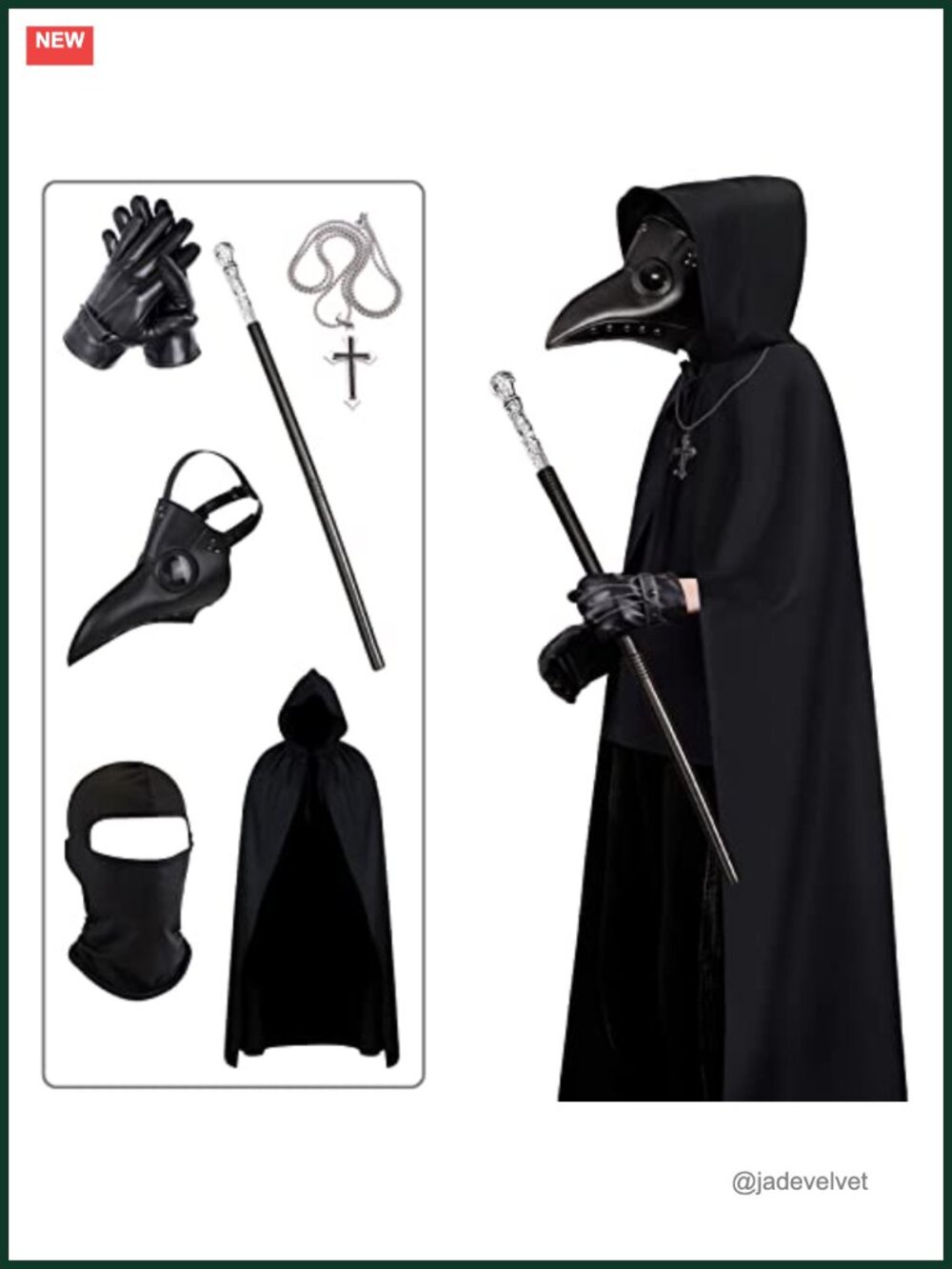 Plague Doctor Mask Steampunk Faux Leather Metal Adjustable Halloween Costume